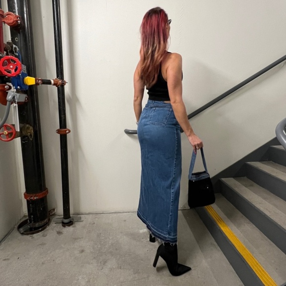 Upcycled Denim Maxi Skirt